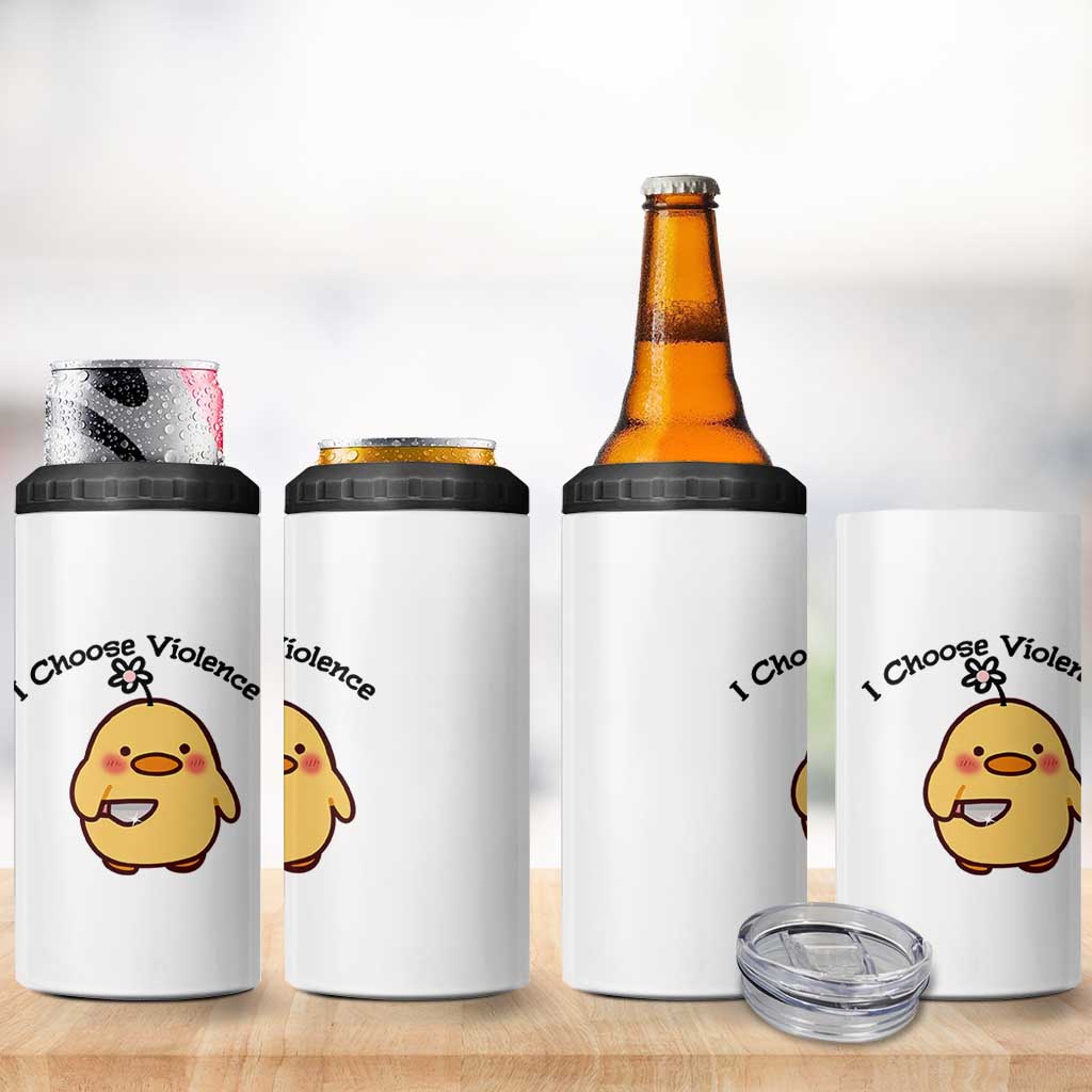 I Choose Violence 4 in 1 Can Cooler Tumbler Funny Duck With Knife Gift
