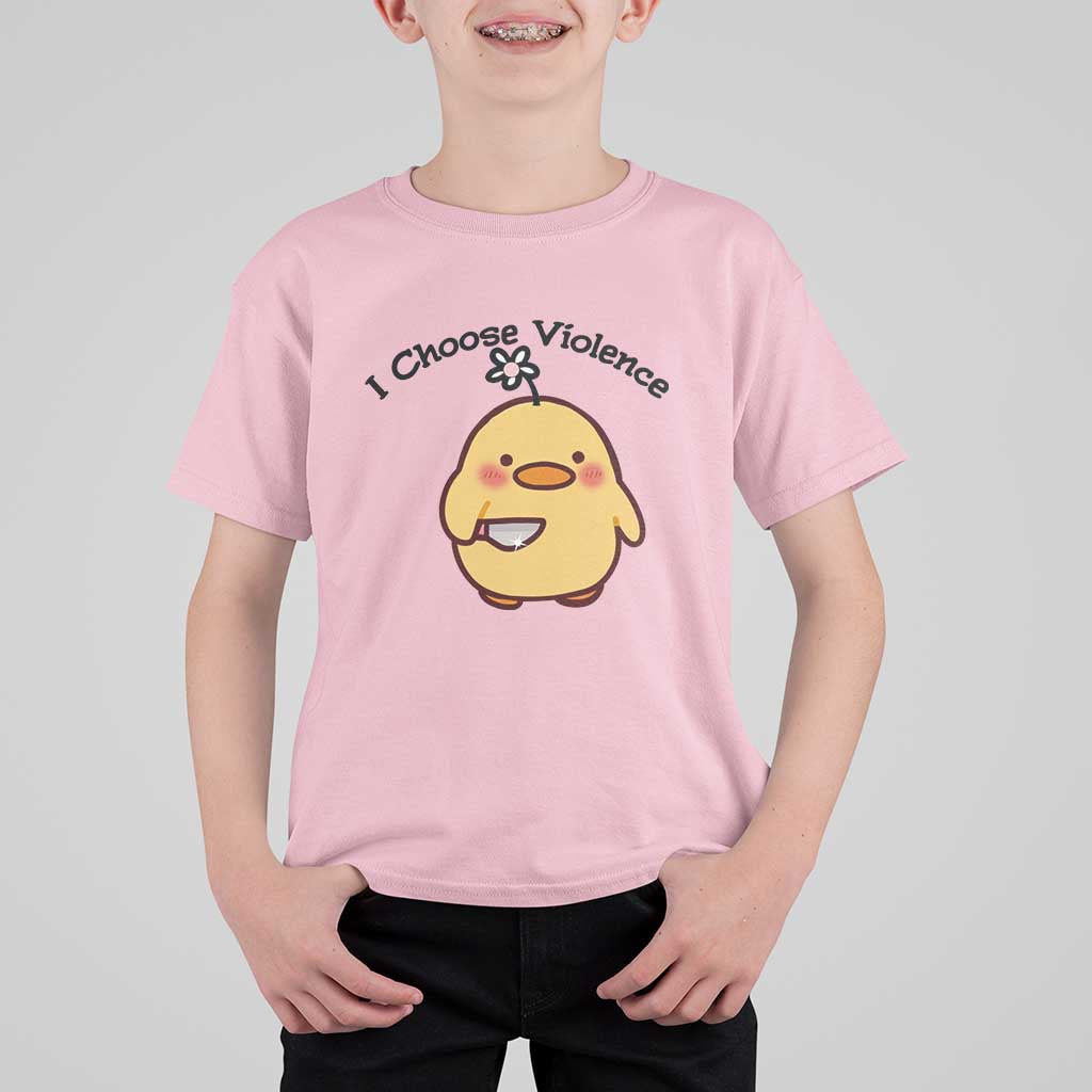 I Choose Violence T Shirt For Kid Funny Duck With Knife Gift - Wonder Print Shop
