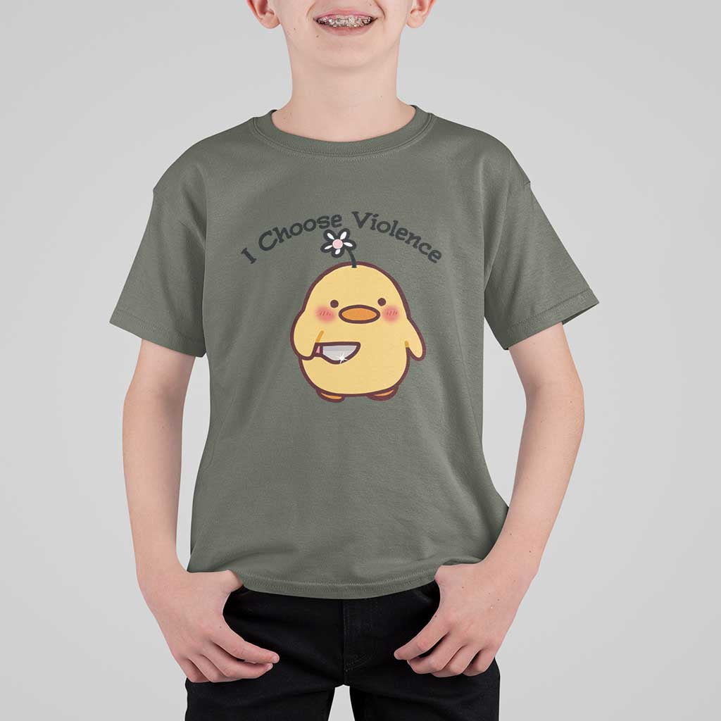 I Choose Violence T Shirt For Kid Funny Duck With Knife Gift - Wonder Print Shop
