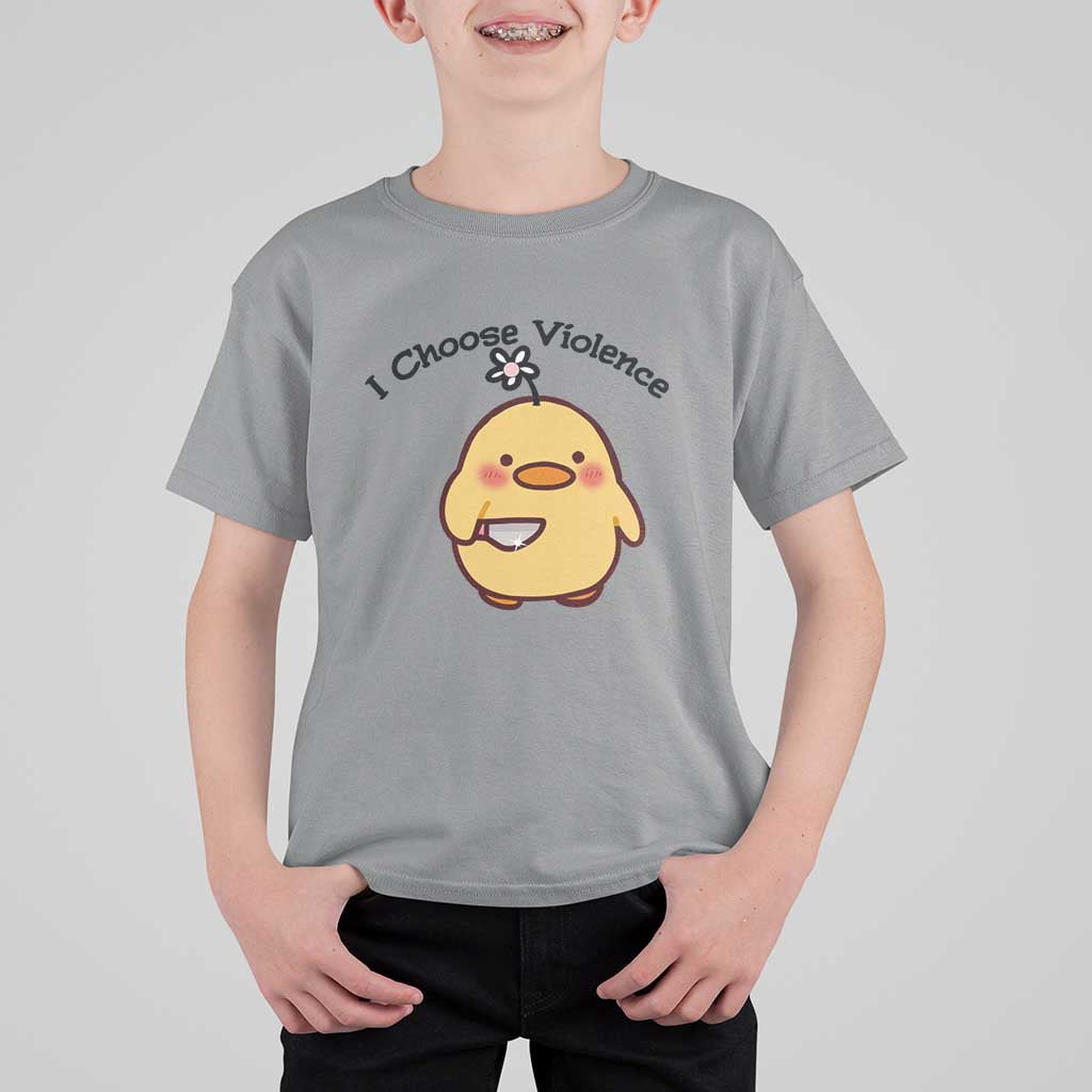 I Choose Violence T Shirt For Kid Funny Duck With Knife Gift - Wonder Print Shop