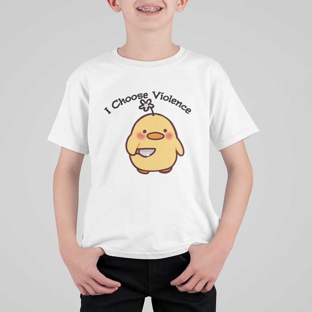 I Choose Violence T Shirt For Kid Funny Duck With Knife Gift - Wonder Print Shop