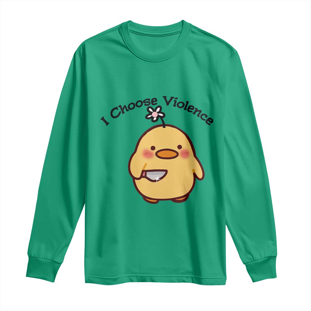 I Choose Violence Long Sleeve Shirt Funny Duck With Knife Gift - Wonder Print Shop