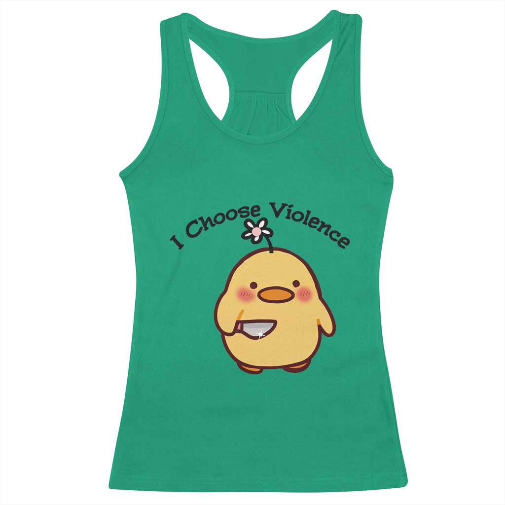 I Choose Violence Racerback Tank Top Funny Duck With Knife Gift - Wonder Print Shop