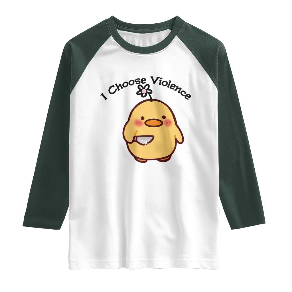 I Choose Violence Raglan Shirt Funny Duck With Knife Gift - Wonder Print Shop