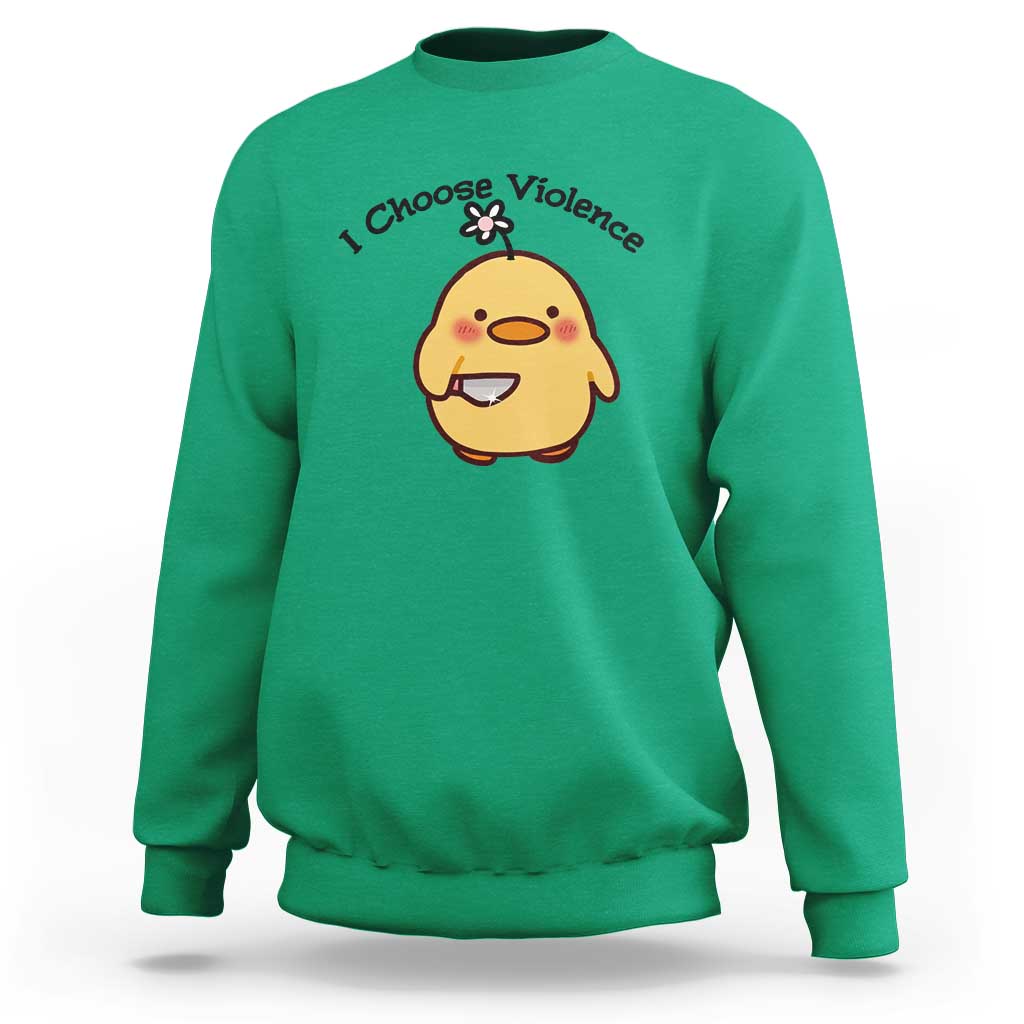 I Choose Violence Sweatshirt Funny Duck With Knife Gift - Wonder Print Shop