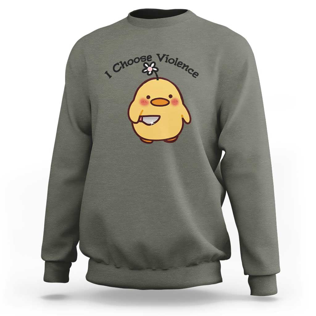 I Choose Violence Sweatshirt Funny Duck With Knife Gift - Wonder Print Shop