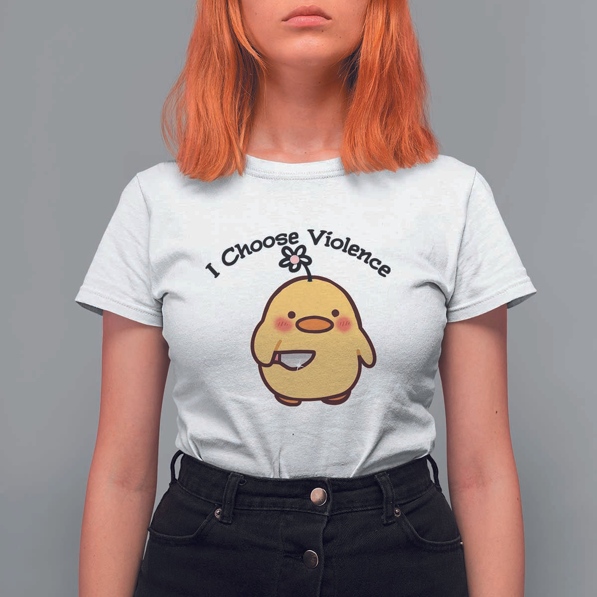 I Choose Violence T Shirt For Women Funny Duck With Knife Gift - Wonder Print Shop