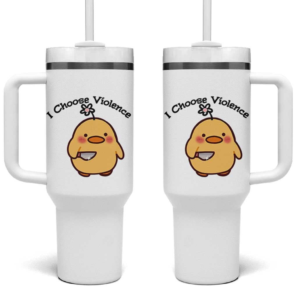 I Choose Violence Tumbler With Handle Funny Duck With Knife Gift