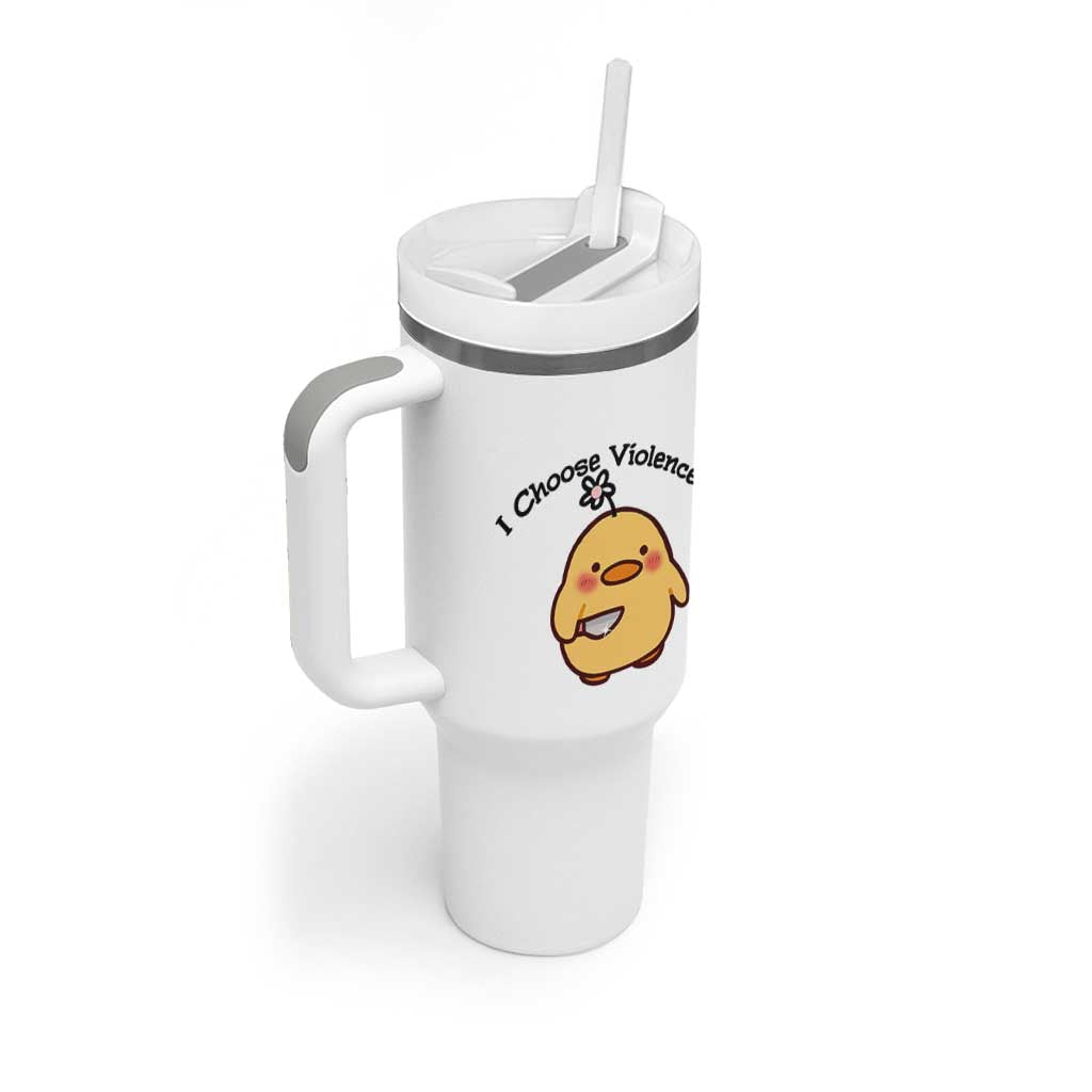 I Choose Violence Tumbler With Handle Funny Duck With Knife Gift