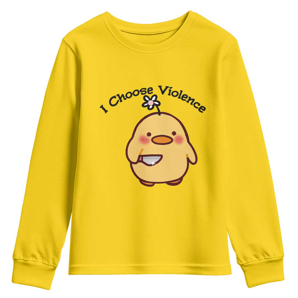I Choose Violence Youth Sweatshirt Funny Duck With Knife Gift - Wonder Print Shop