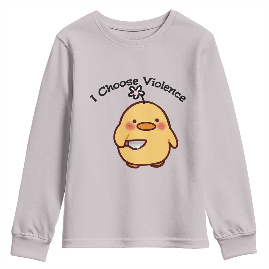 I Choose Violence Youth Sweatshirt Funny Duck With Knife Gift - Wonder Print Shop