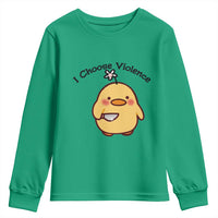 I Choose Violence Youth Sweatshirt Funny Duck With Knife Gift - Wonder Print Shop