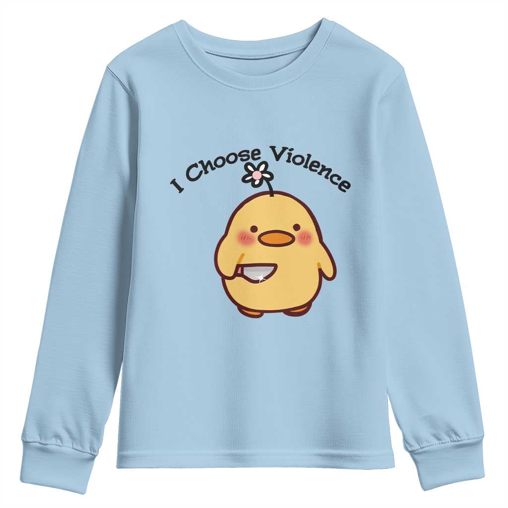 I Choose Violence Youth Sweatshirt Funny Duck With Knife Gift - Wonder Print Shop