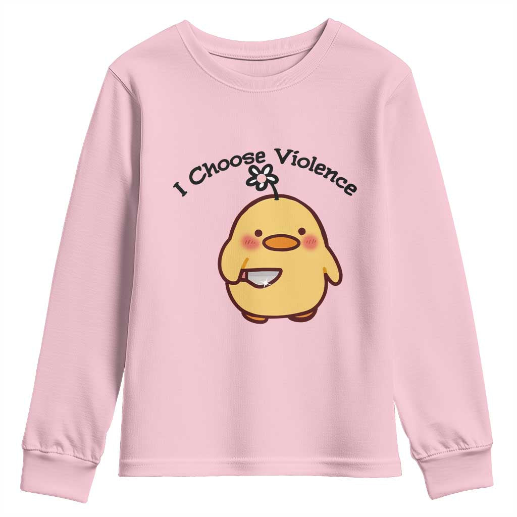 I Choose Violence Youth Sweatshirt Funny Duck With Knife Gift - Wonder Print Shop