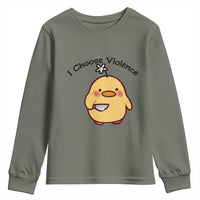 I Choose Violence Youth Sweatshirt Funny Duck With Knife Gift - Wonder Print Shop