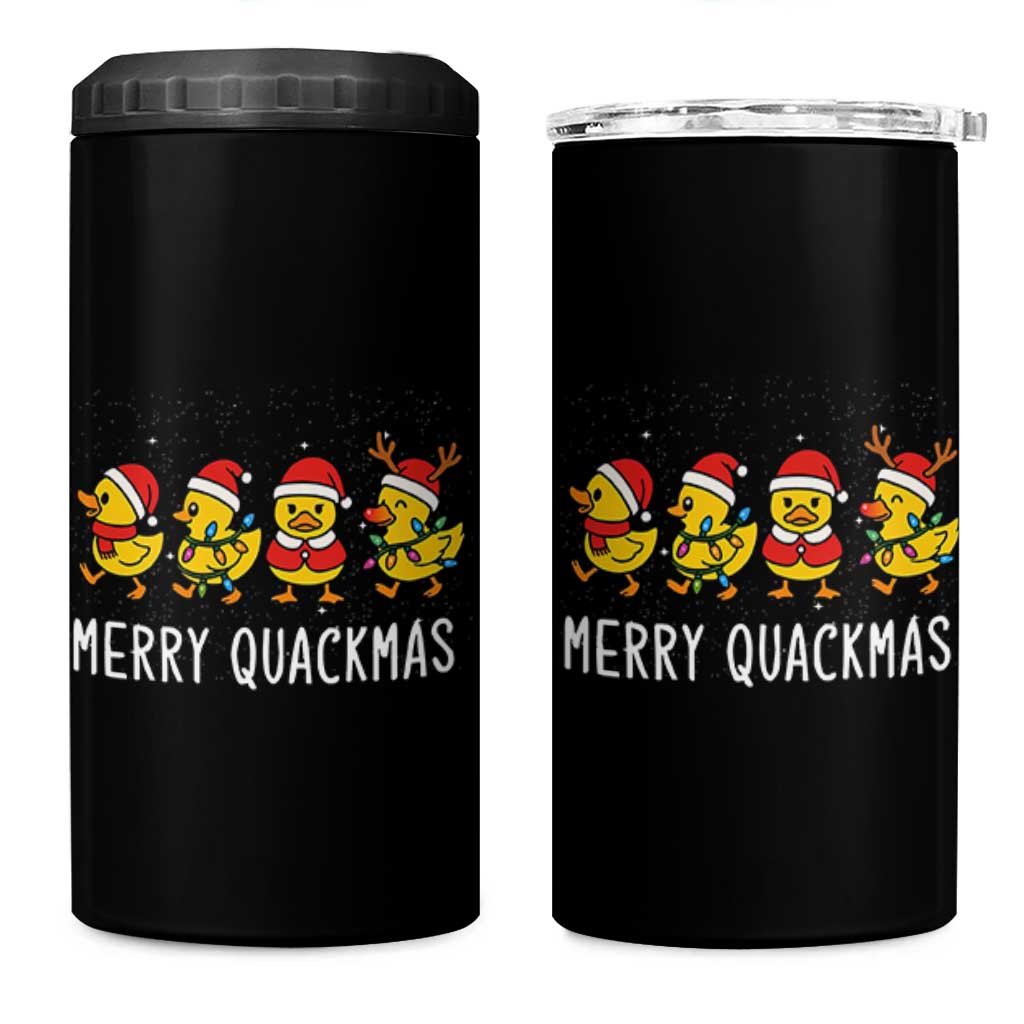 Funny Christmas Duck 4 in 1 Can Cooler Tumbler Merry Quackmas Gift