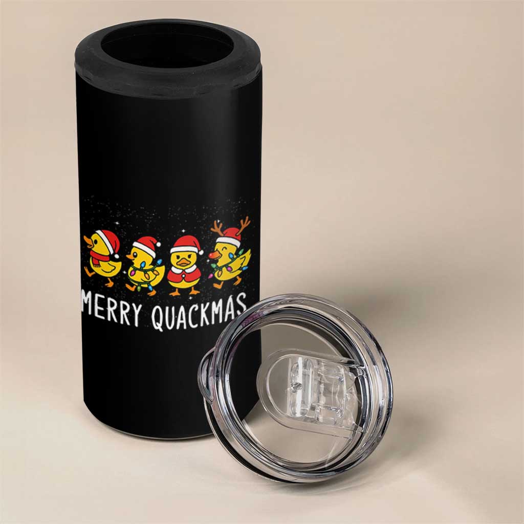 Funny Christmas Duck 4 in 1 Can Cooler Tumbler Merry Quackmas Gift