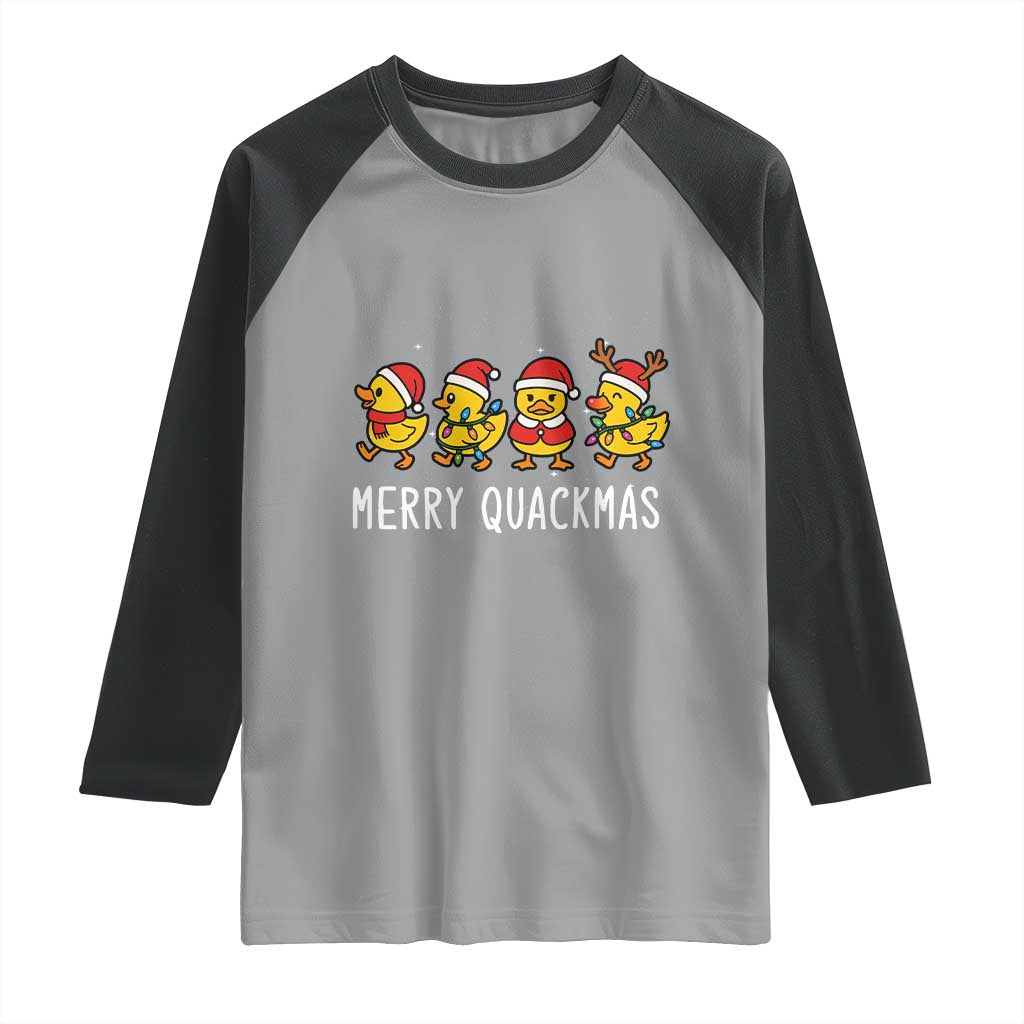 Funny Christmas Duck Raglan Shirt Merry Quackmas Gift - Wonder Print Shop