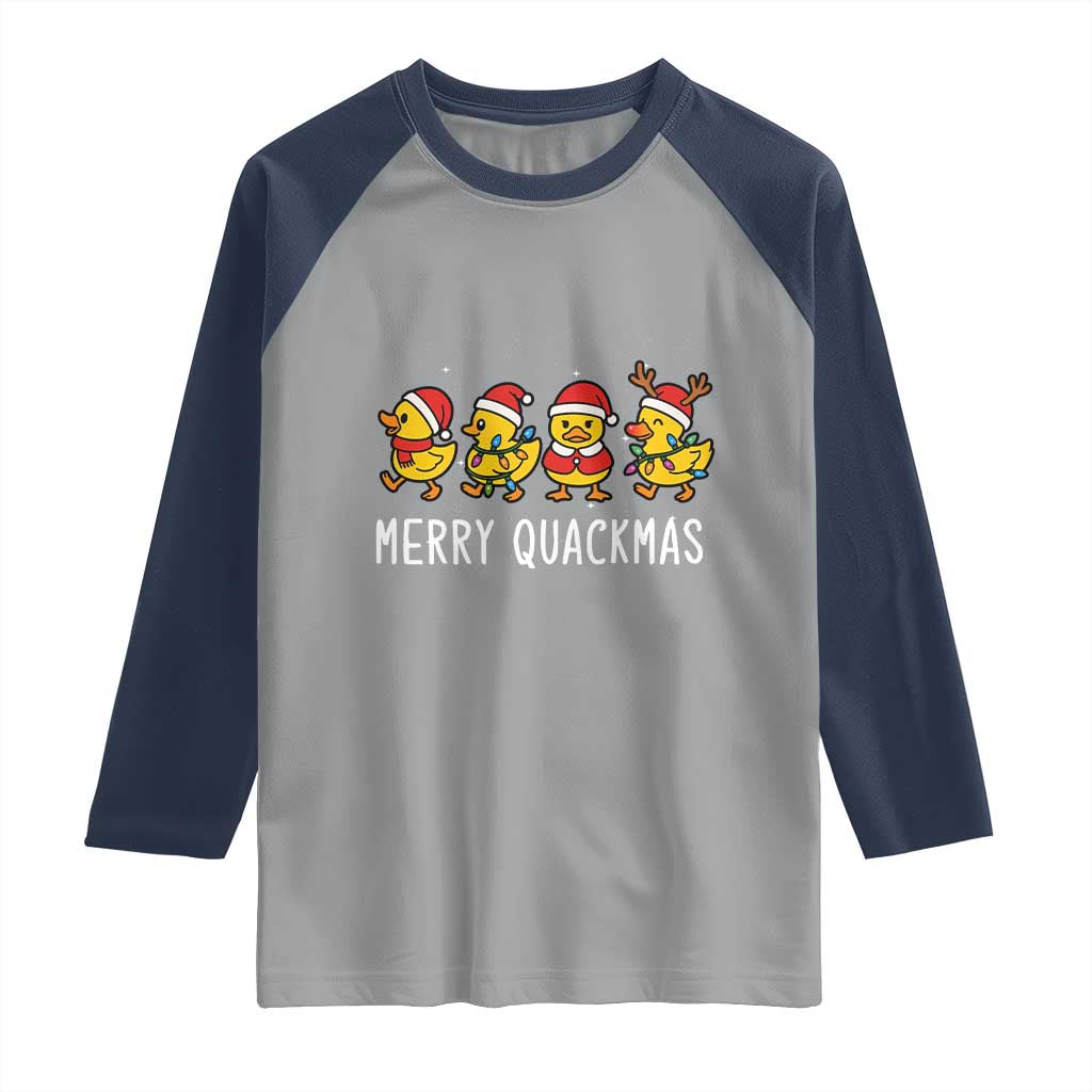 Funny Christmas Duck Raglan Shirt Merry Quackmas Gift - Wonder Print Shop