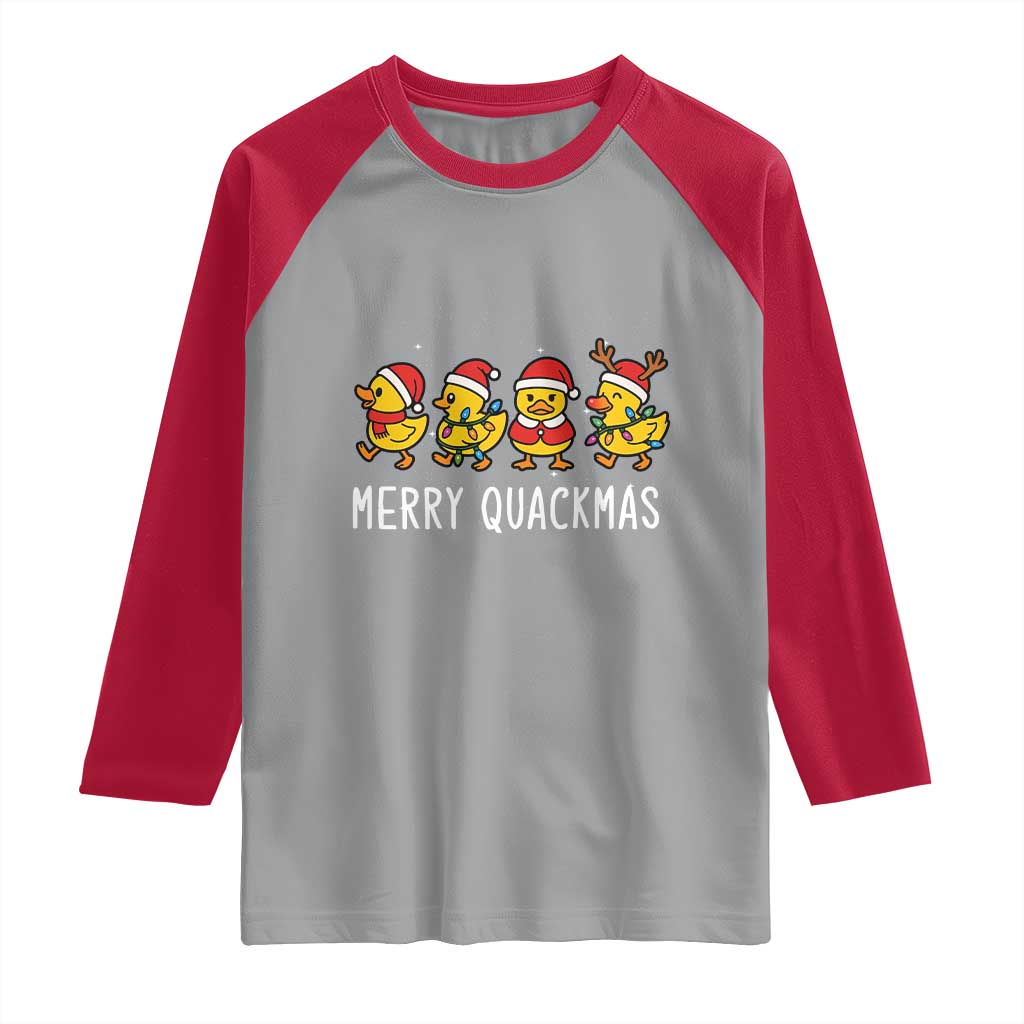 Funny Christmas Duck Raglan Shirt Merry Quackmas Gift - Wonder Print Shop