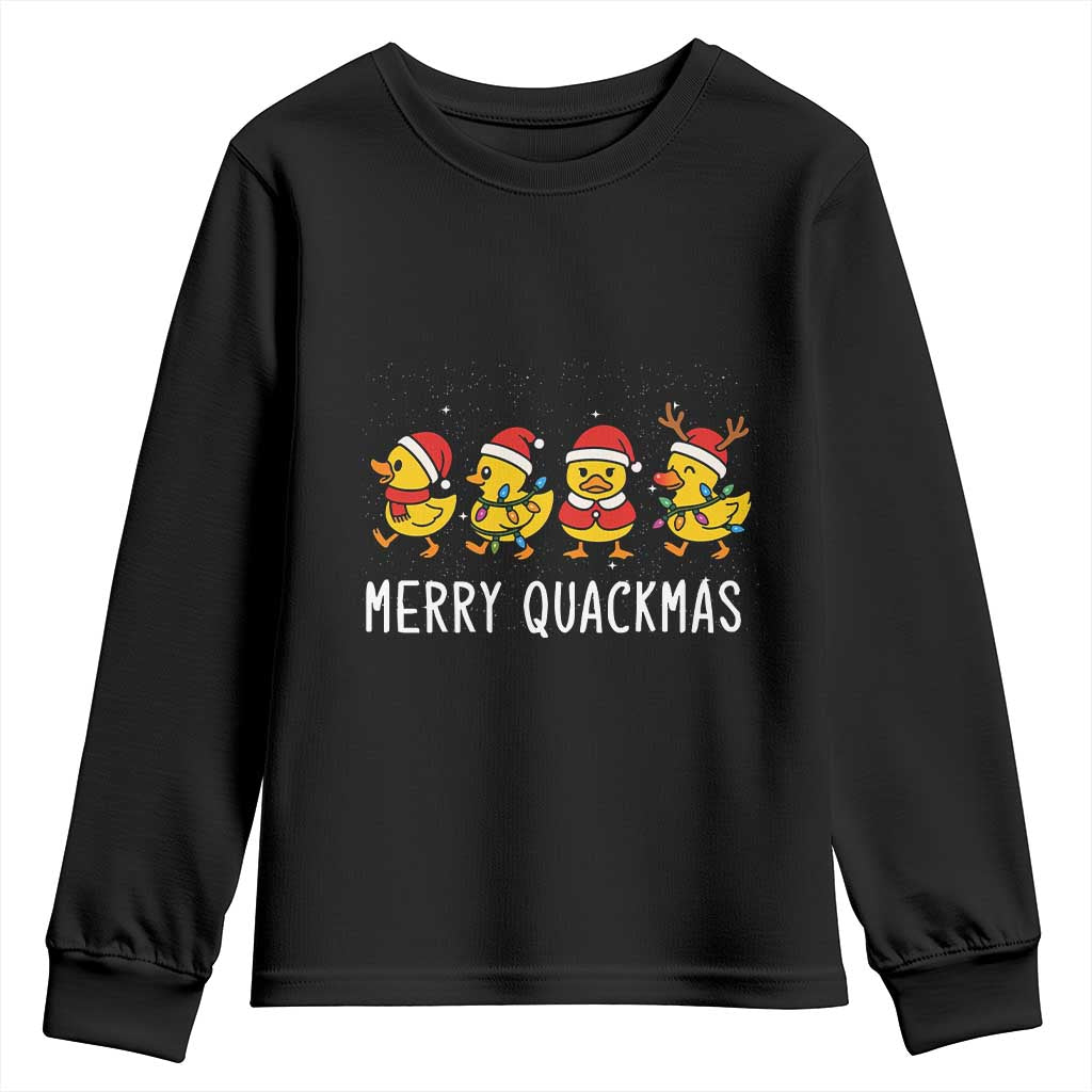 Funny Christmas Duck Youth Sweatshirt Merry Quackmas Gift - Wonder Print Shop