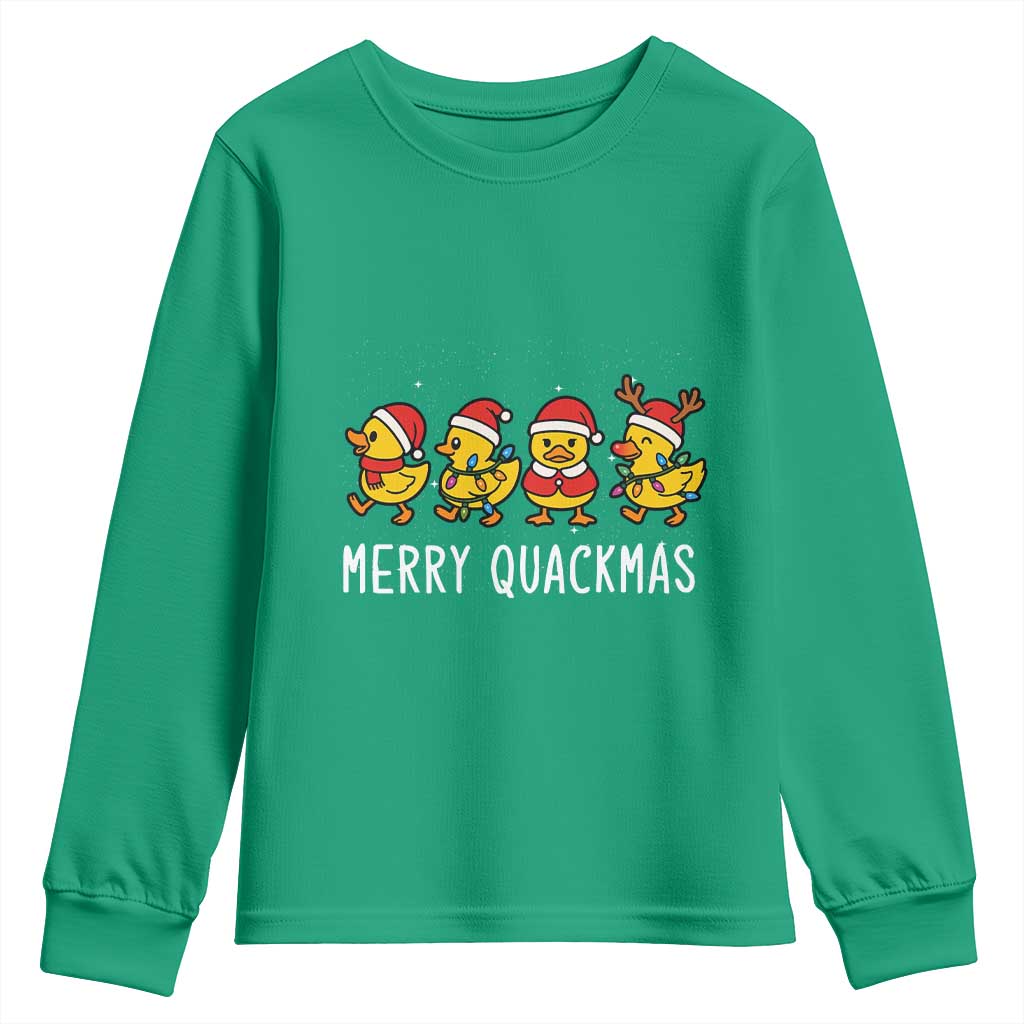 Funny Christmas Duck Youth Sweatshirt Merry Quackmas Gift - Wonder Print Shop