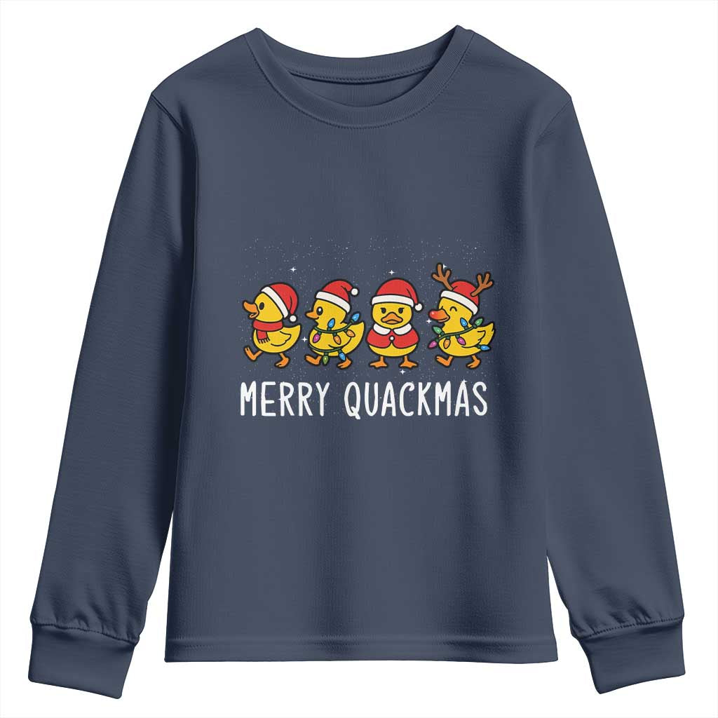 Funny Christmas Duck Youth Sweatshirt Merry Quackmas Gift - Wonder Print Shop