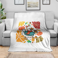 Thanksgiving Duck Lover Gift Throw Blanket Cute Duck Drinking Coffee - Wonder Print Shop