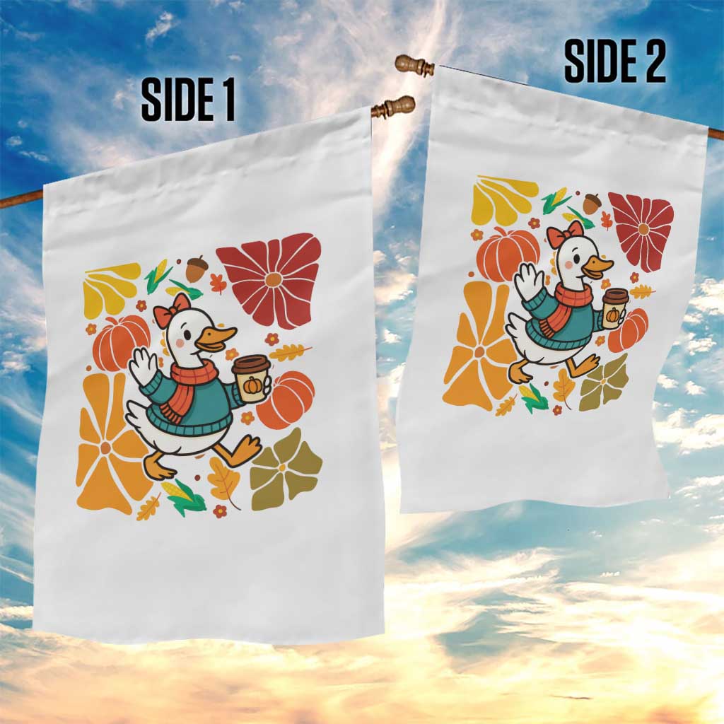 Thanksgiving Duck Lover Gift Garden Flag Cute Duck Drinking Coffee - Wonder Print Shop