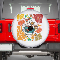 Thanksgiving Duck Lover Gift Spare Tire Cover Cute Duck Drinking Coffee - Wonder Print Shop