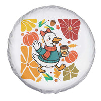 Thanksgiving Duck Lover Gift Spare Tire Cover Cute Duck Drinking Coffee - Wonder Print Shop