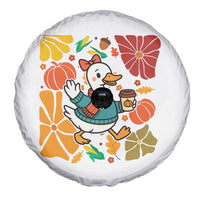 Thanksgiving Duck Lover Gift Spare Tire Cover Cute Duck Drinking Coffee - Wonder Print Shop
