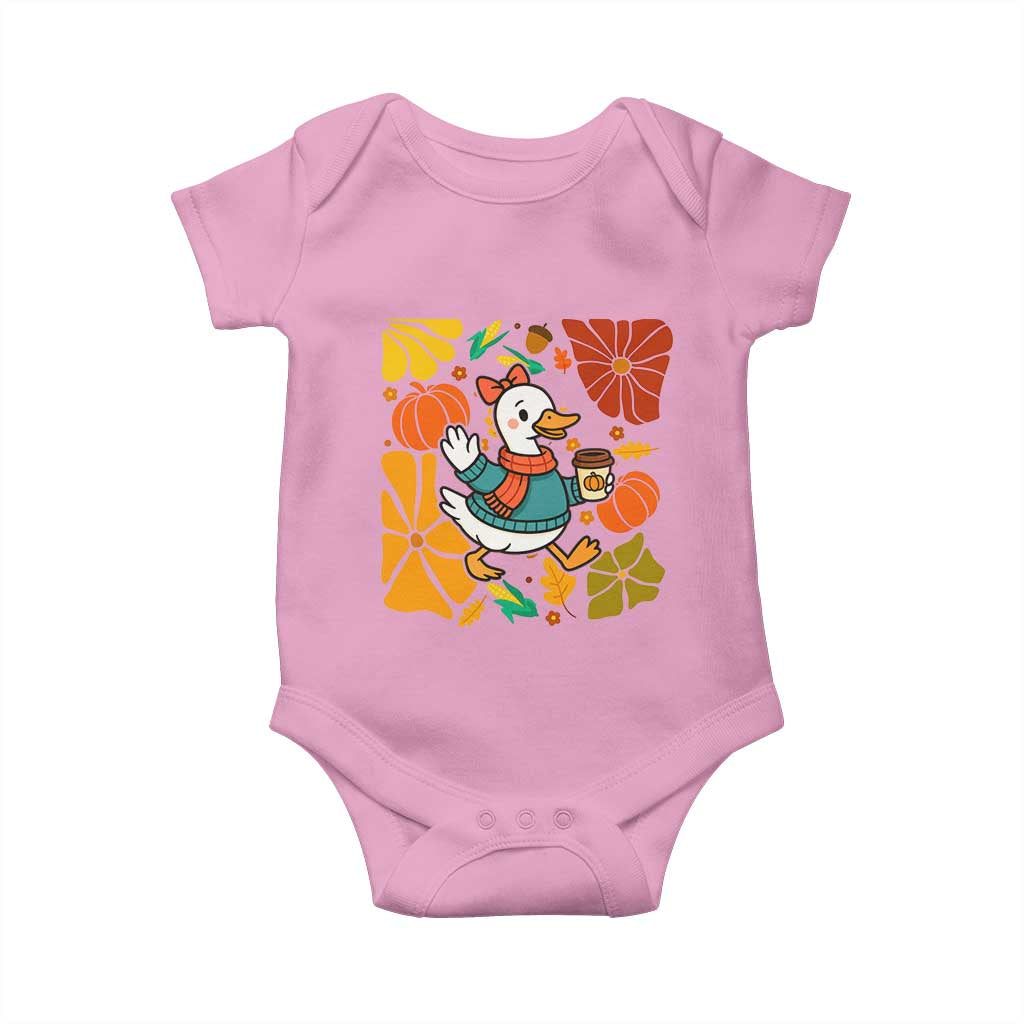Thanksgiving Duck Lover Gift Baby Onesie Cute Duck Drinking Coffee - Wonder Print Shop