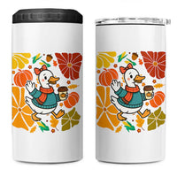 Thanksgiving Duck Lover Gift 4 in 1 Can Cooler Tumbler Cute Duck Drinking Coffee