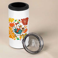 Thanksgiving Duck Lover Gift 4 in 1 Can Cooler Tumbler Cute Duck Drinking Coffee