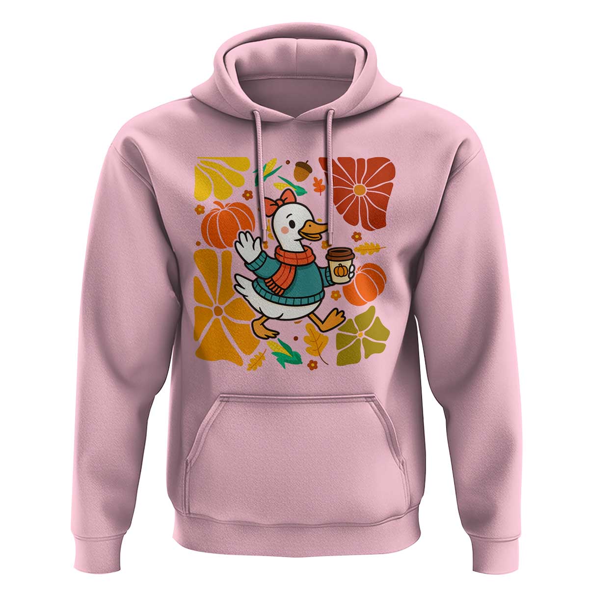 Thanksgiving Duck Lover Gift Hoodie Cute Duck Drinking Coffee - Wonder Print Shop