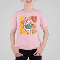Thanksgiving Duck Lover Gift T Shirt For Kid Cute Duck Drinking Coffee - Wonder Print Shop