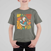 Thanksgiving Duck Lover Gift T Shirt For Kid Cute Duck Drinking Coffee - Wonder Print Shop