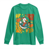 Thanksgiving Duck Lover Gift Long Sleeve Shirt Cute Duck Drinking Coffee - Wonder Print Shop