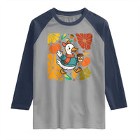 Thanksgiving Duck Lover Gift Raglan Shirt Cute Duck Drinking Coffee - Wonder Print Shop