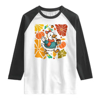 Thanksgiving Duck Lover Gift Raglan Shirt Cute Duck Drinking Coffee - Wonder Print Shop