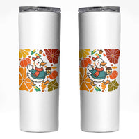 Thanksgiving Duck Lover Gift Skinny Tumbler Cute Duck Drinking Coffee