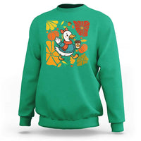 Thanksgiving Duck Lover Gift Sweatshirt Cute Duck Drinking Coffee - Wonder Print Shop
