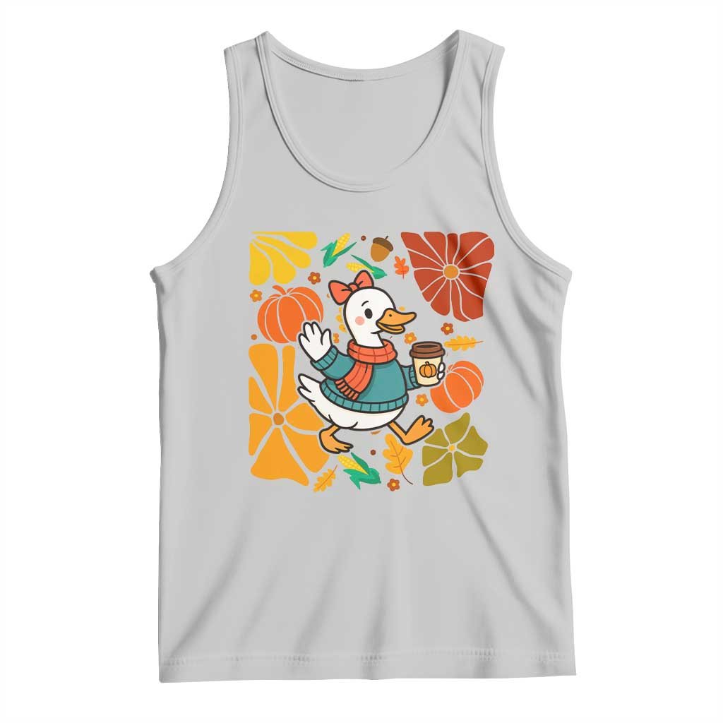 Thanksgiving Duck Lover Gift Tank Top Cute Duck Drinking Coffee - Wonder Print Shop