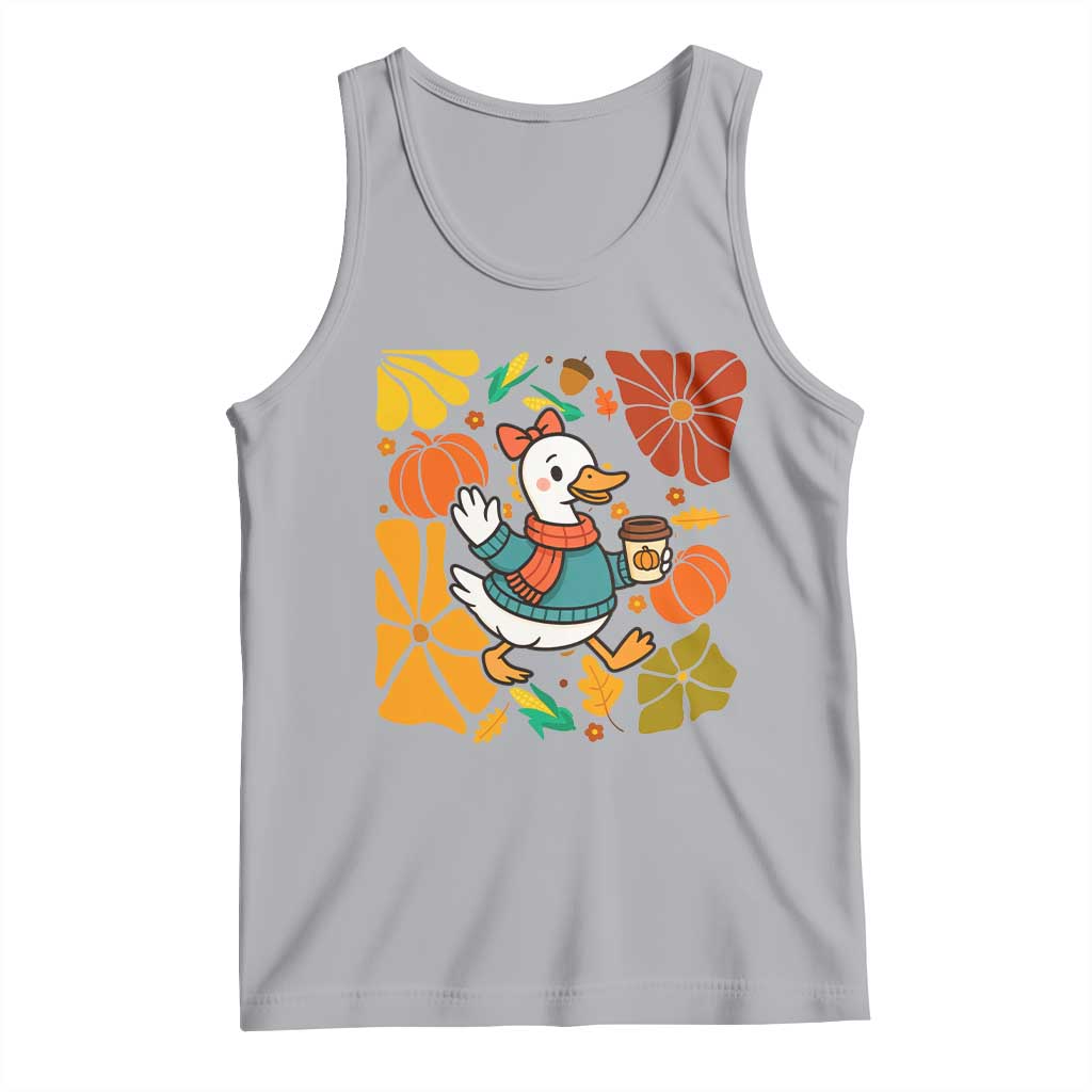 Thanksgiving Duck Lover Gift Tank Top Cute Duck Drinking Coffee - Wonder Print Shop
