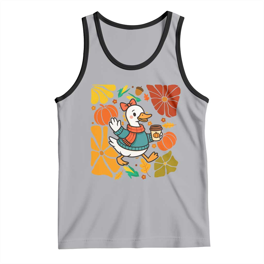 Thanksgiving Duck Lover Gift Tank Top Cute Duck Drinking Coffee - Wonder Print Shop