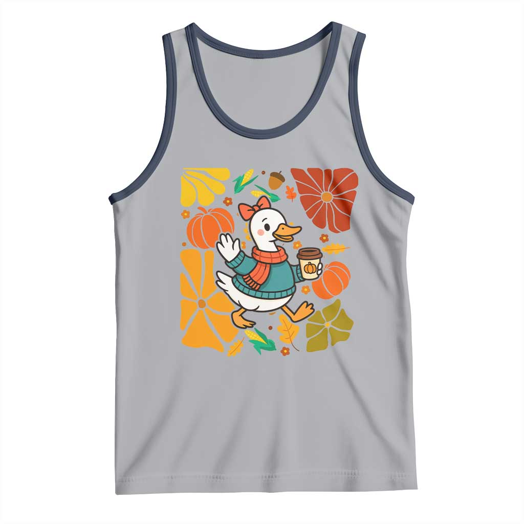 Thanksgiving Duck Lover Gift Tank Top Cute Duck Drinking Coffee - Wonder Print Shop