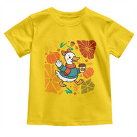 Thanksgiving Duck Lover Gift Toddler T Shirt Cute Duck Drinking Coffee - Wonder Print Shop