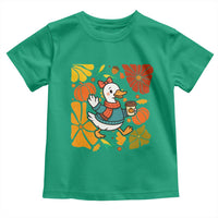 Thanksgiving Duck Lover Gift Toddler T Shirt Cute Duck Drinking Coffee - Wonder Print Shop