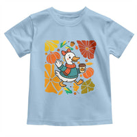 Thanksgiving Duck Lover Gift Toddler T Shirt Cute Duck Drinking Coffee - Wonder Print Shop